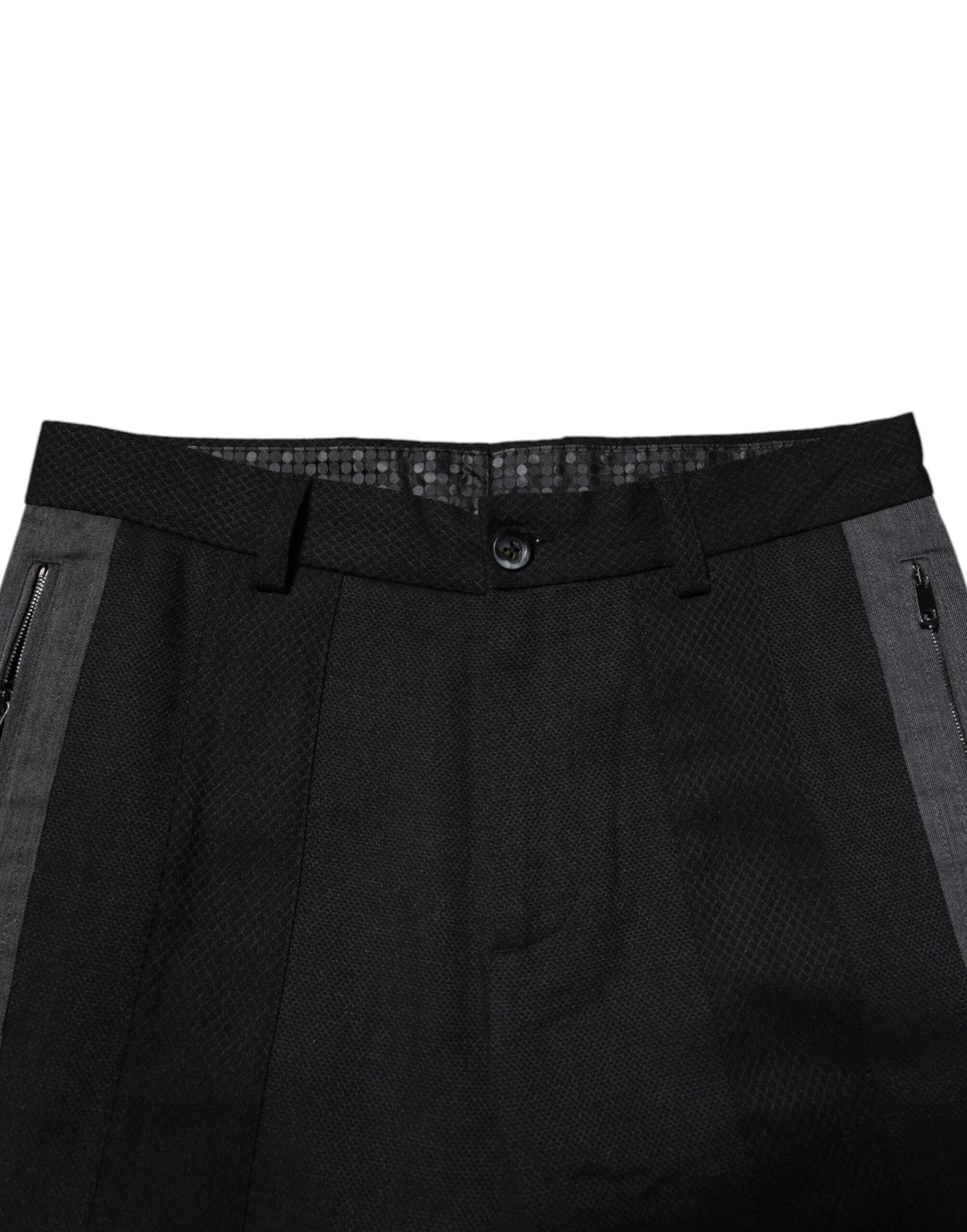 Dolce & Gabbana – Formelle Slim-Hose aus Fantasy-Baumwolle in Schwarz und Grau