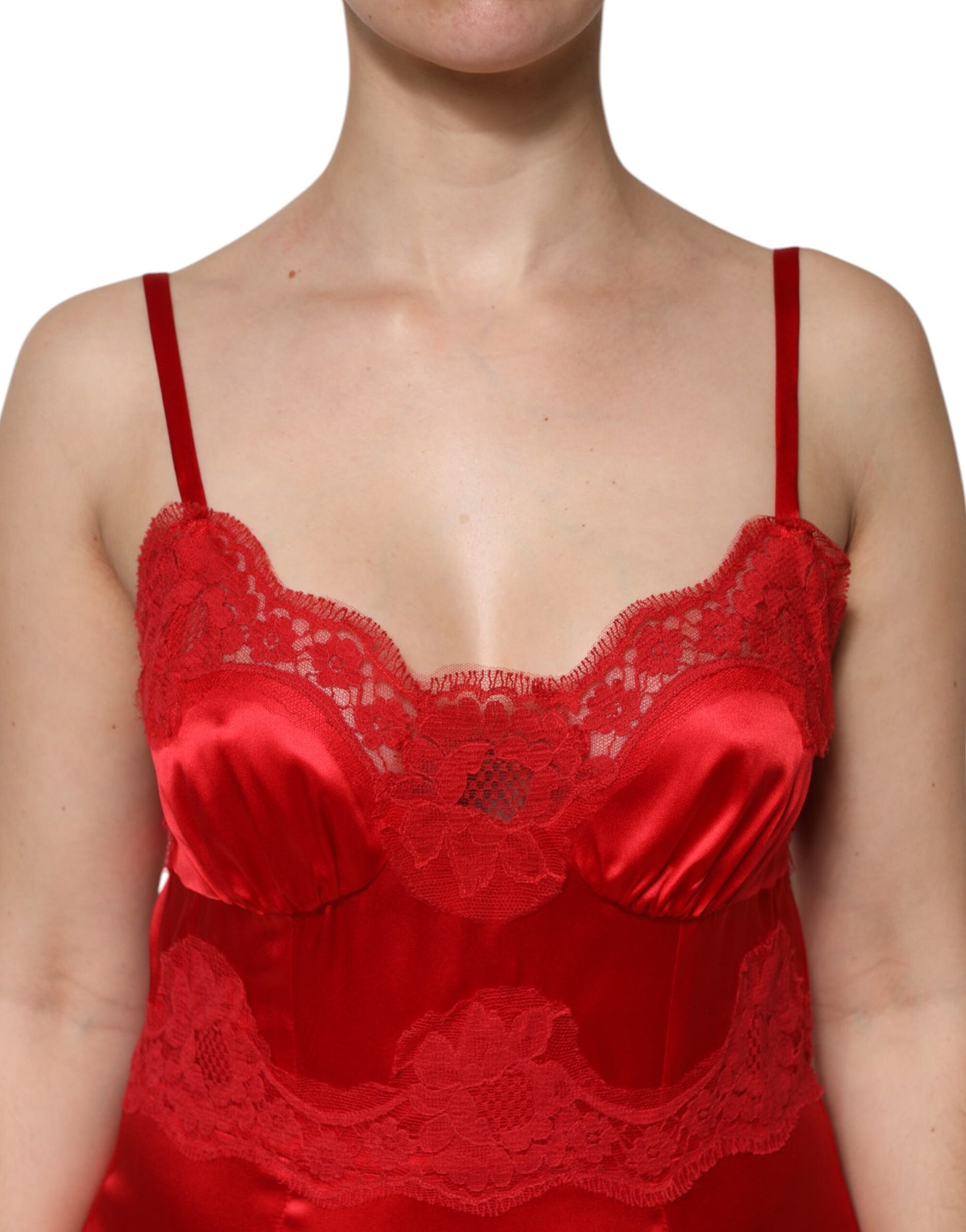 Dolce & Gabbana Rotes ärmelloses Maxikleid aus Seide