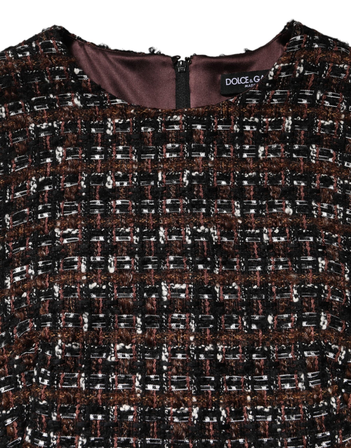 Dolce & Gabbana – Mehrfarbiges, ärmelloses Mini-Tweed-A-Linien-Kleid