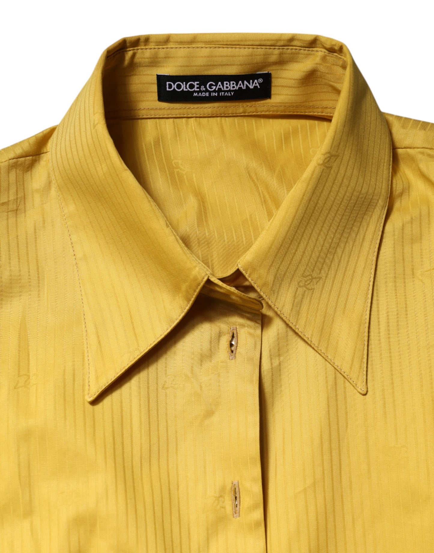 Dolce & Gabbana – Senfgelbes Blusenoberteil mit Kragen und kurzen Ärmeln