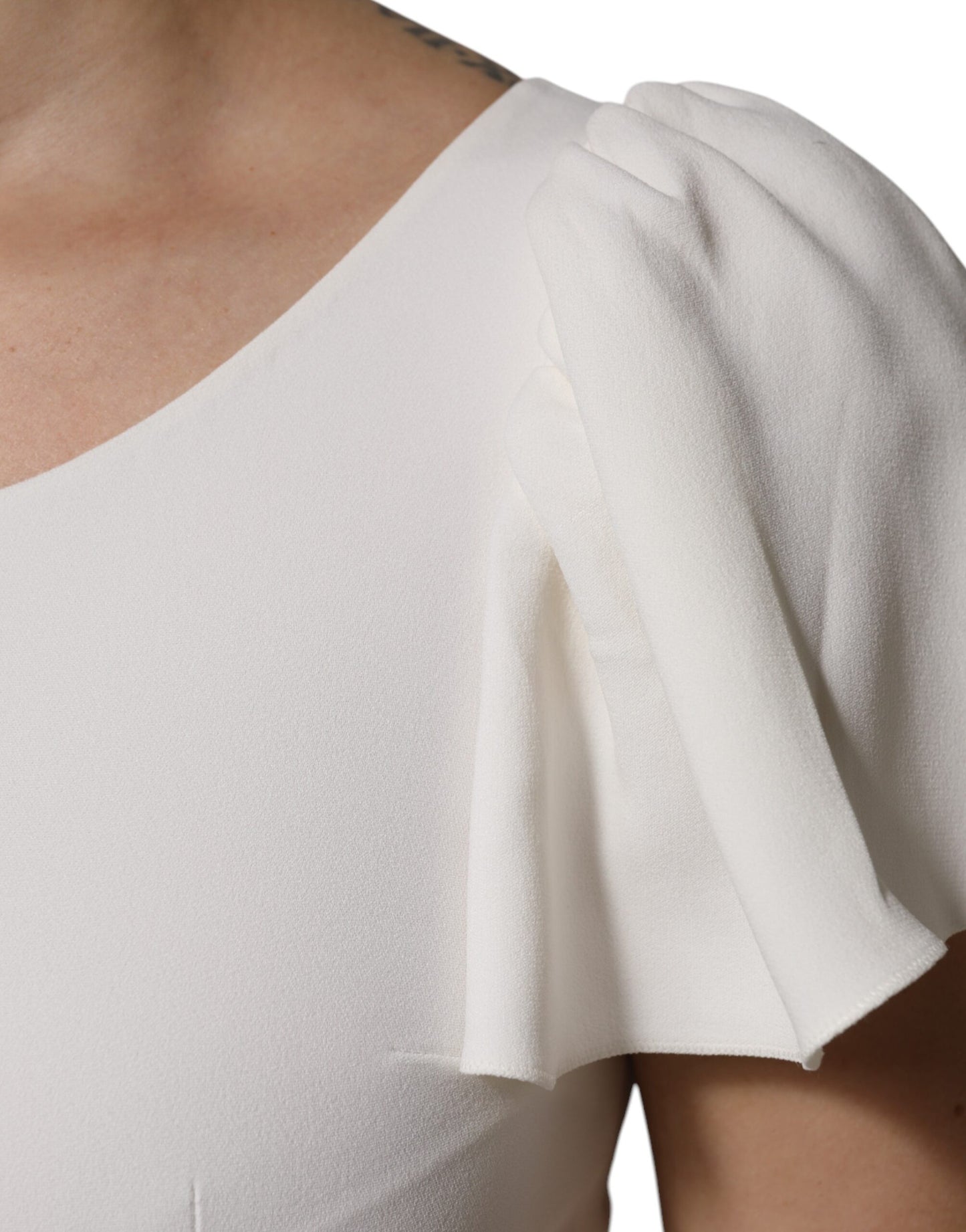Dolce & Gabbana – Weißes Viskose-Oberteil mit Rundhalsausschnitt und kurzen Ärmeln