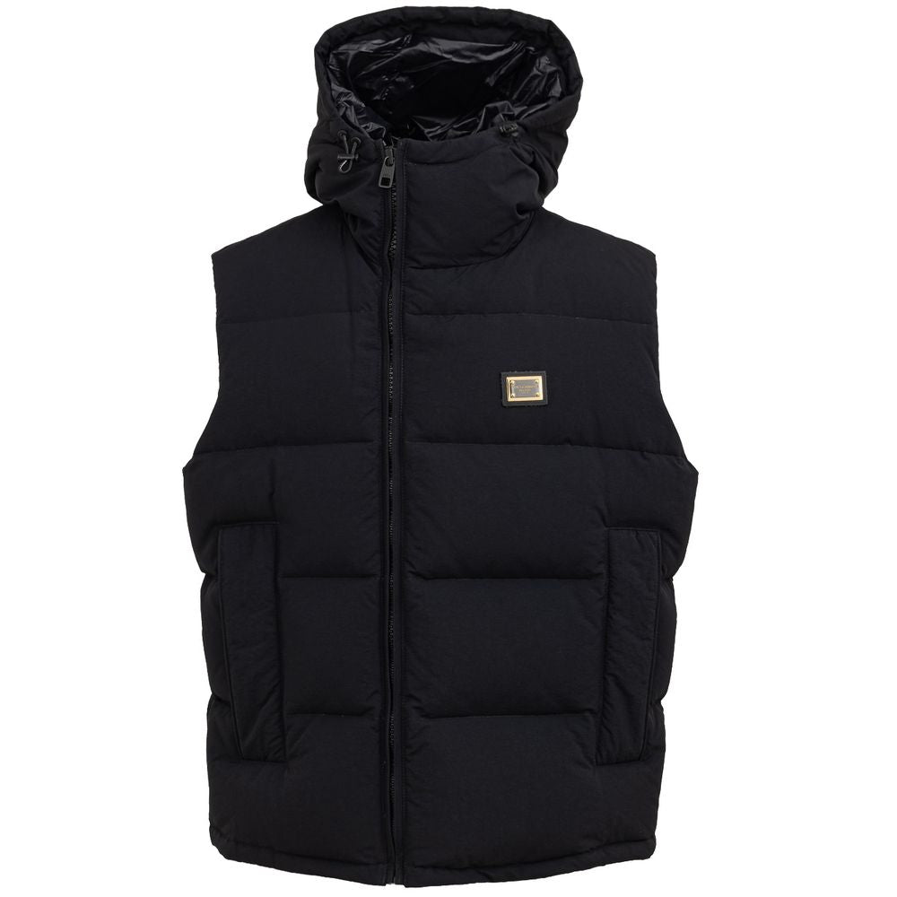 Dolce & Gabbana Schwarze ärmellose Jacke aus Polyester