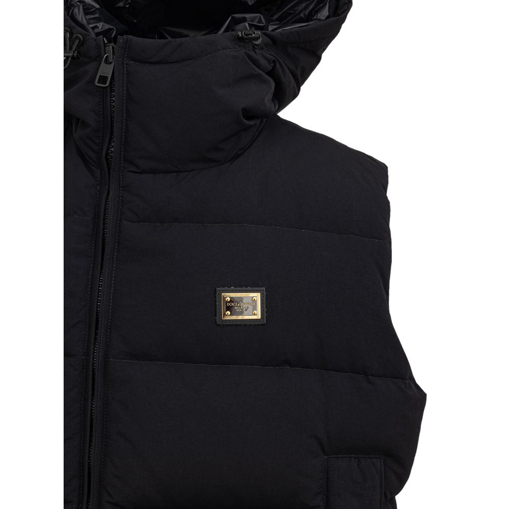 Dolce & Gabbana Schwarze ärmellose Jacke aus Polyester