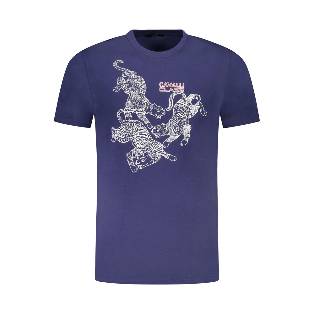 Cavalli Class Herren-T-Shirt aus blauer Baumwolle