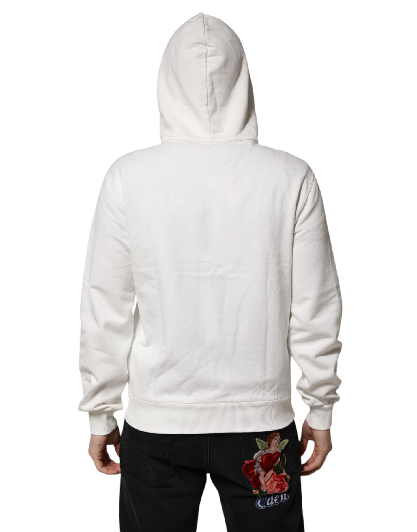 Dolce & Gabbana – Kapuzenpullover aus weißer Baumwolle mit DG ROYAL-Print