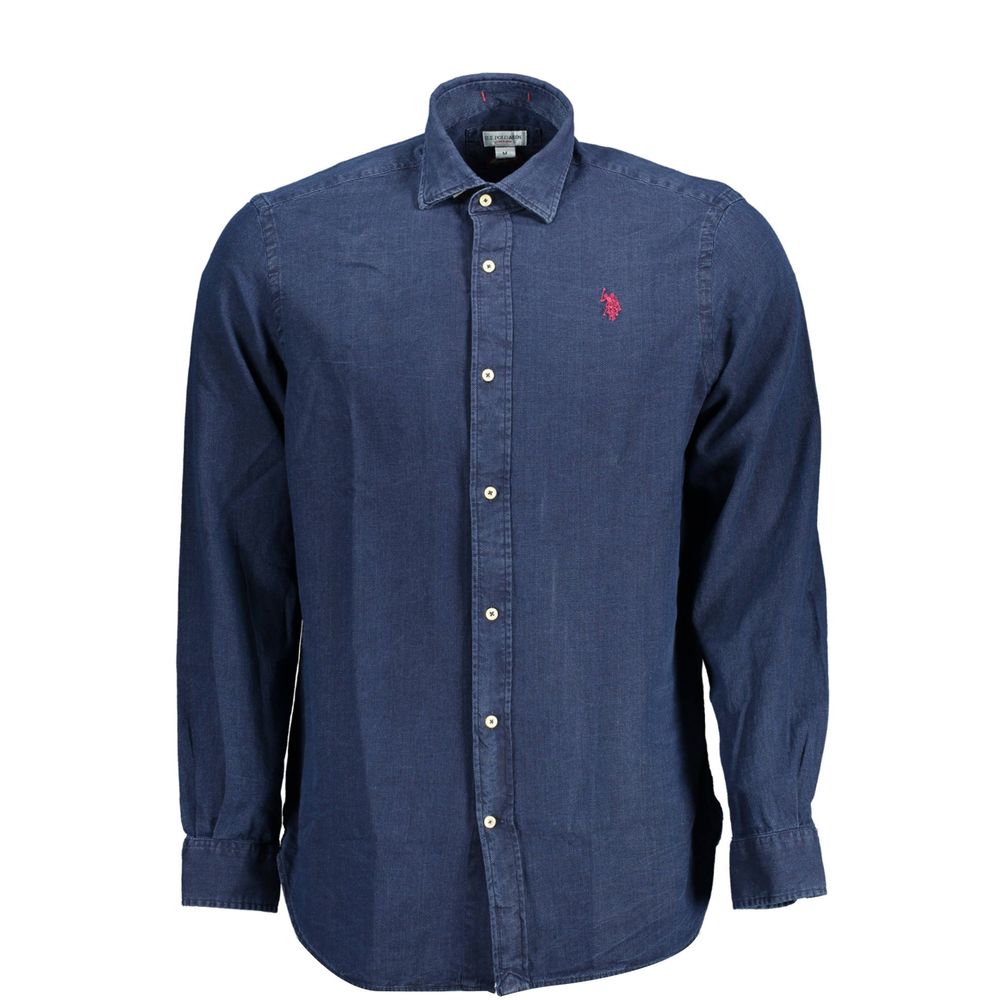 US POLO ASSN. Blue Cotton Men Shirt