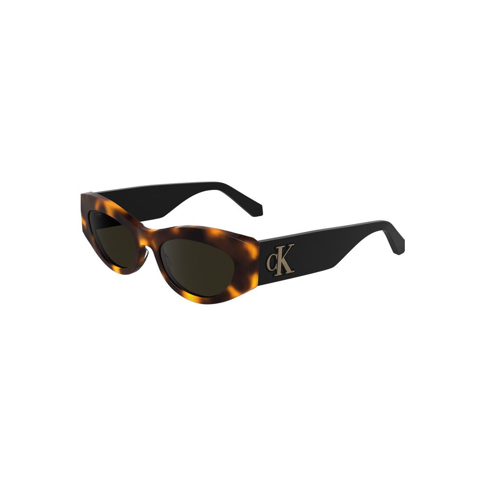 Calvin Klein – Braune Acetat-Sonnenbrille für Damen