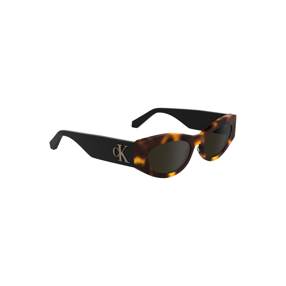 Calvin Klein – Braune Acetat-Sonnenbrille für Damen