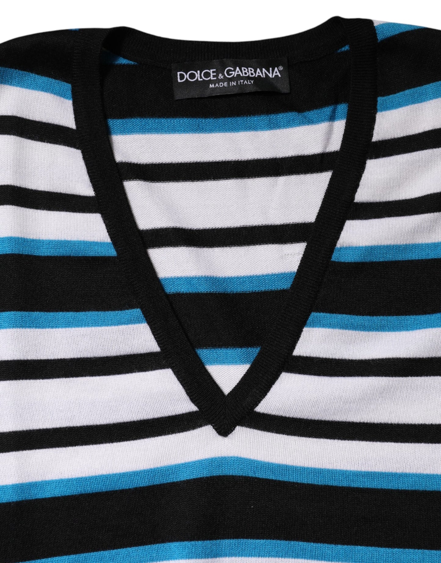 Dolce & Gabbana – Langärmliges Oberteil mit V-Ausschnitt und mehrfarbigen Streifen