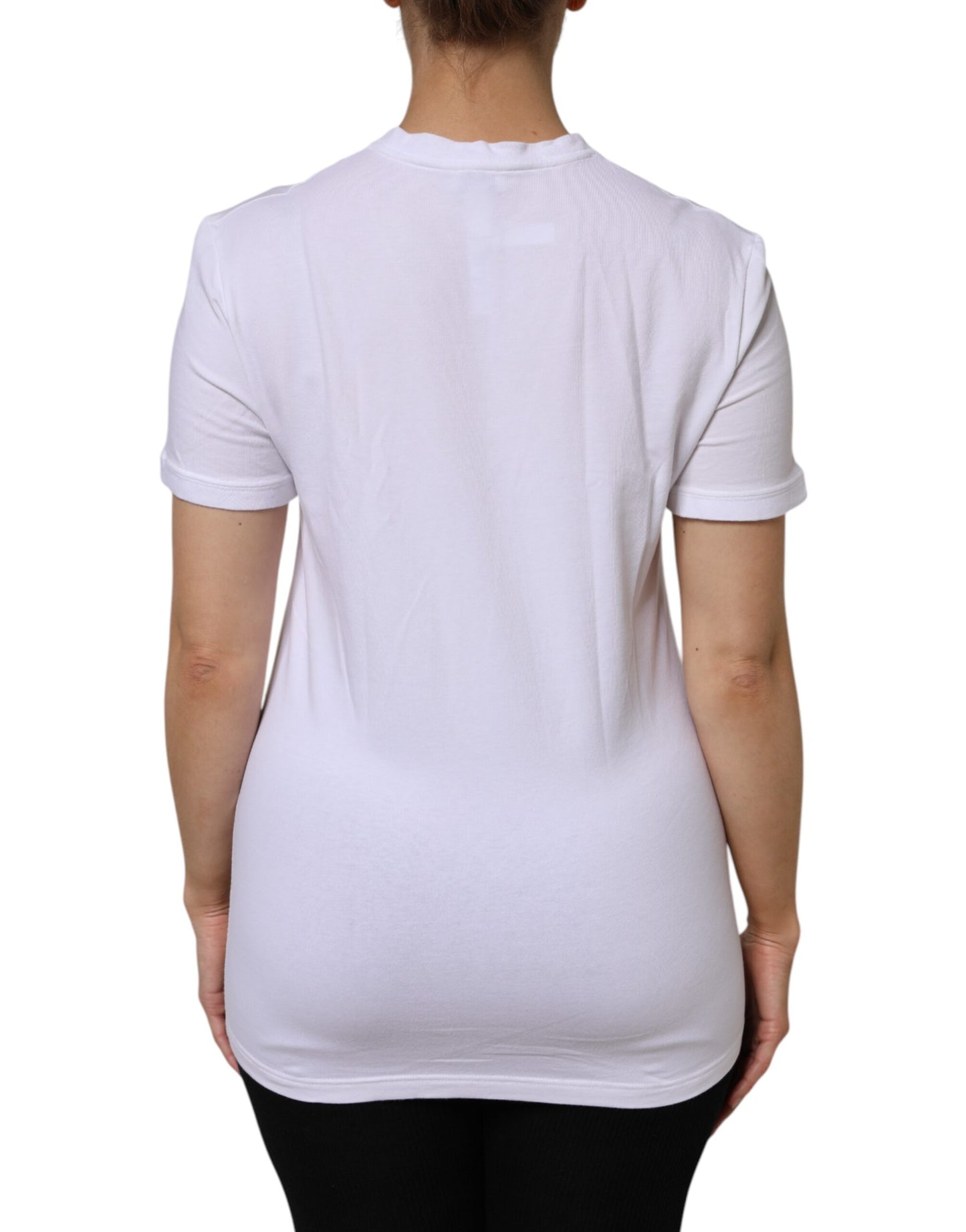 Dolce & Gabbana – Weißes T-Shirt aus Baumwolle mit kurzen Ärmeln und V-Ausschnitt