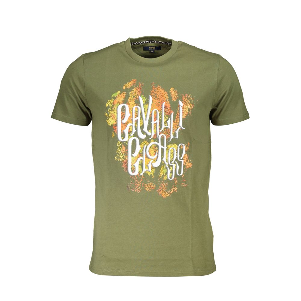 Cavalli Class Grünes Herren-T-Shirt aus Baumwolle