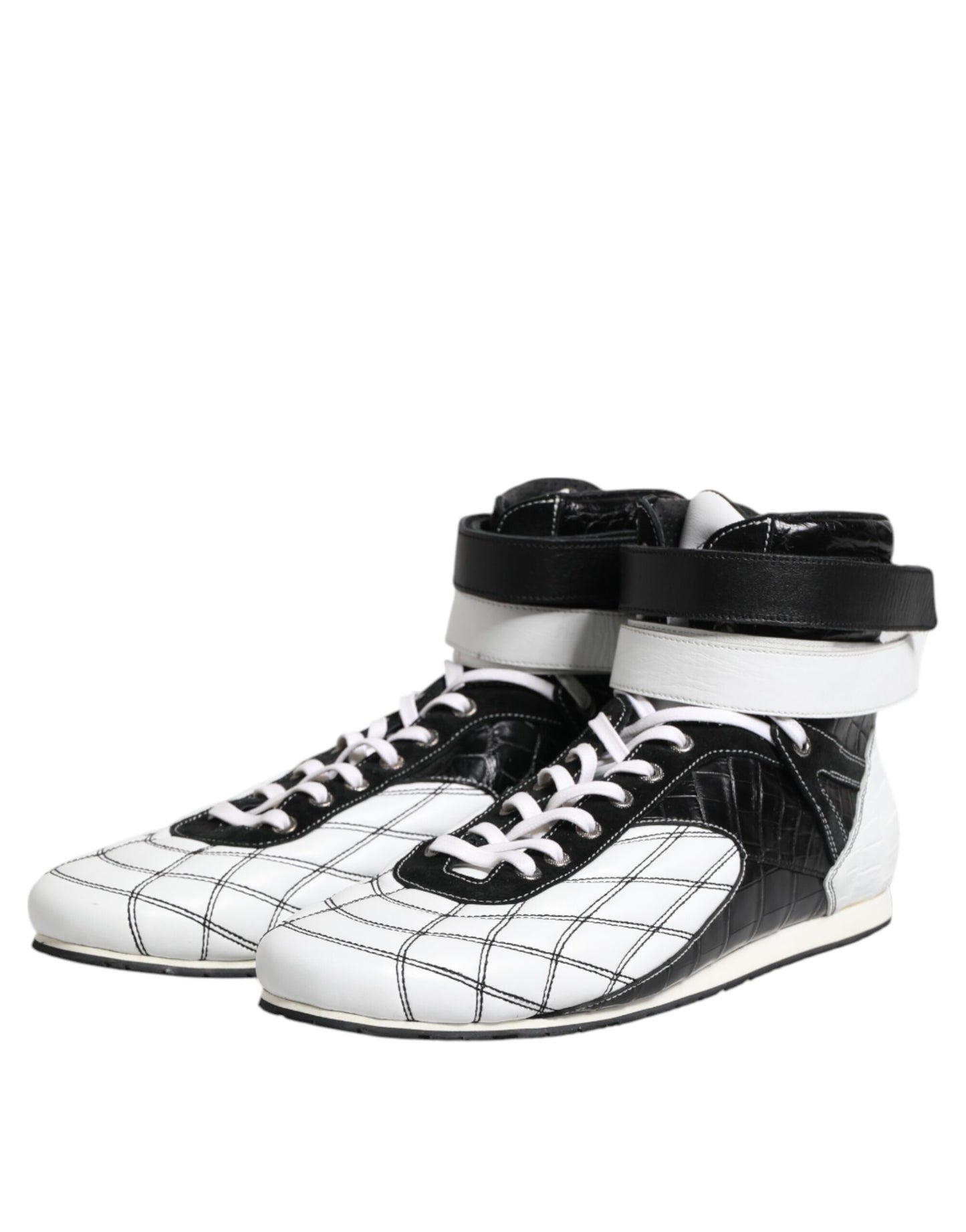 Dolce & Gabbana Schwarz-Weiß-Leder-High-Top-Sneakers