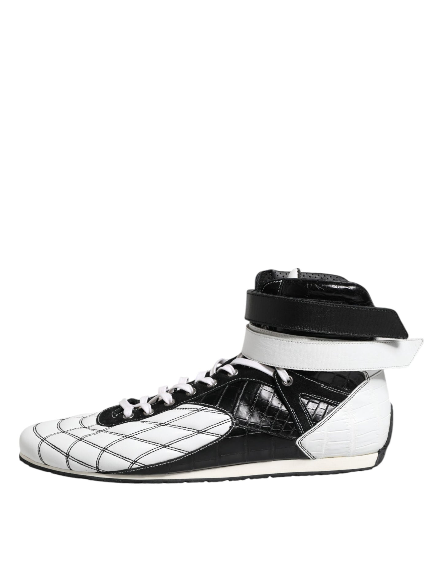 Dolce & Gabbana Schwarz-Weiß-Leder-High-Top-Sneakers