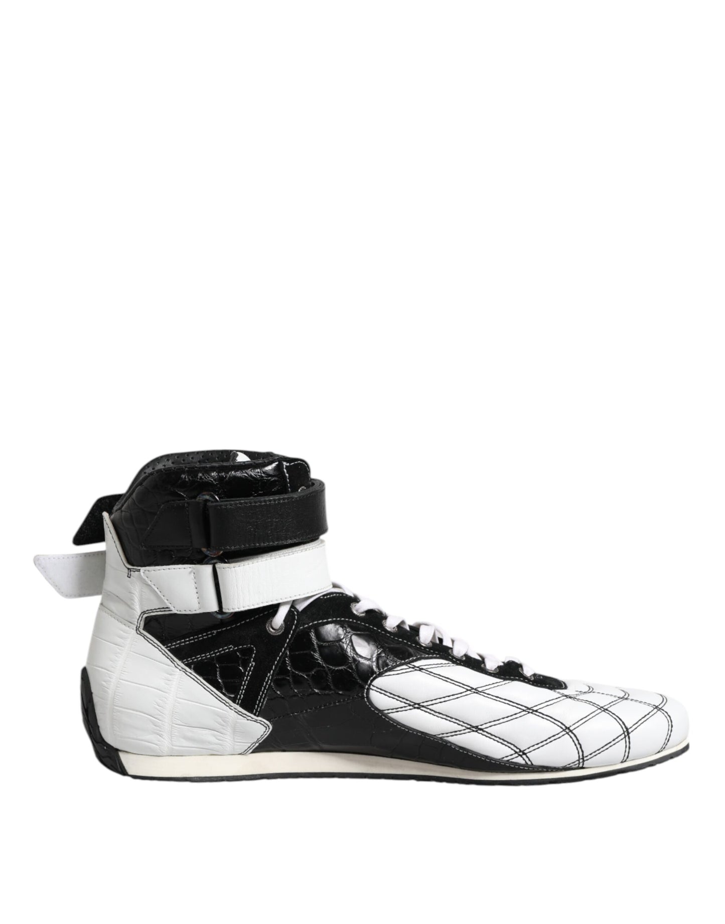 Dolce & Gabbana Schwarz-Weiß-Leder-High-Top-Sneakers