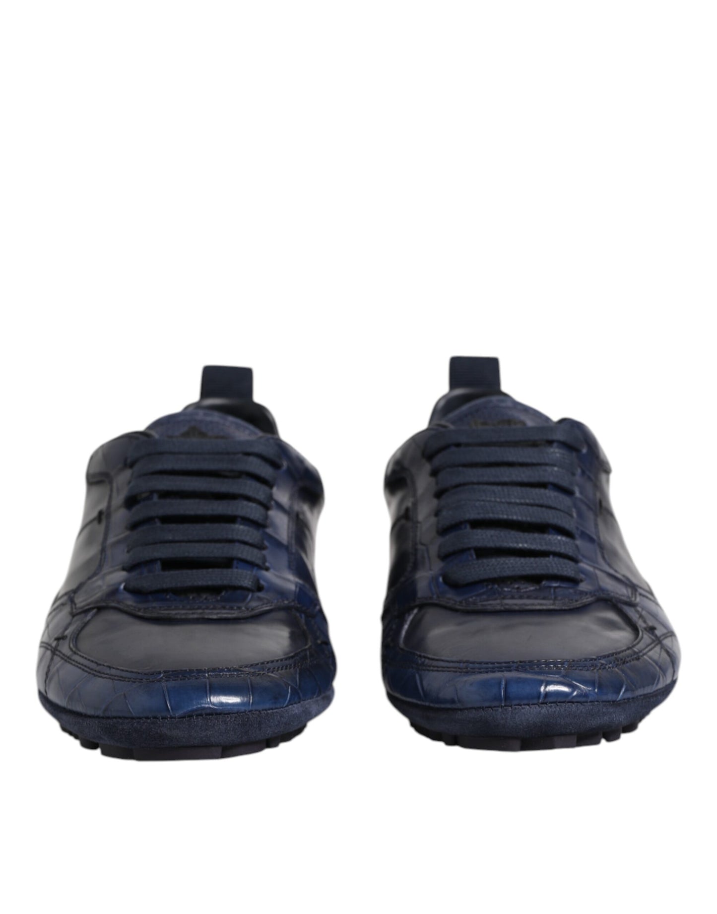 Dolce & Gabbana Dunkelblaue Leder Low Top Herren Sneakers Schuhe