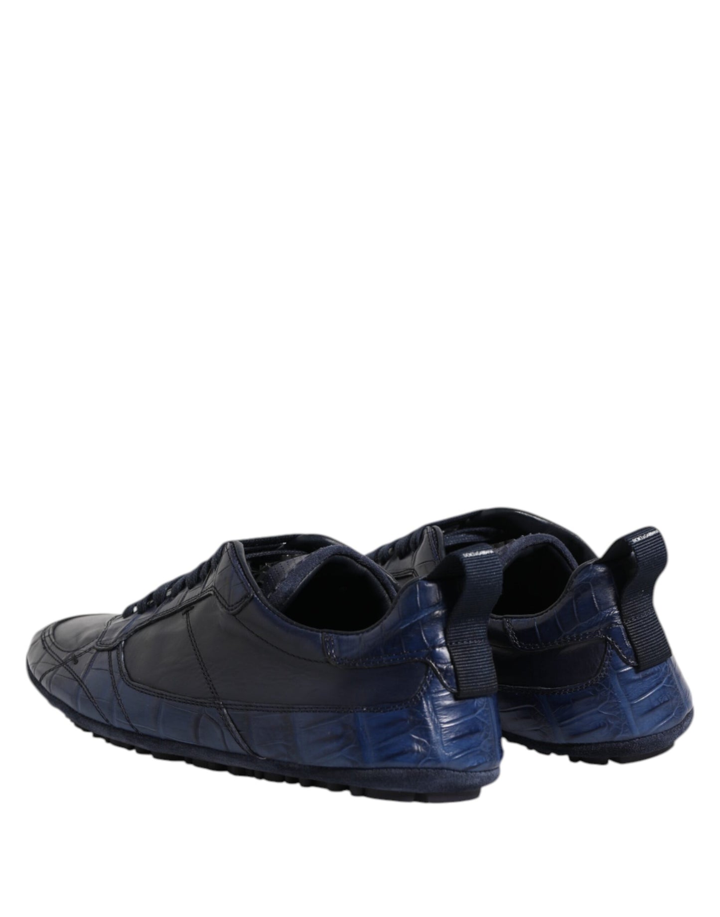 Dolce & Gabbana Dunkelblaue Leder Low Top Herren Sneakers Schuhe