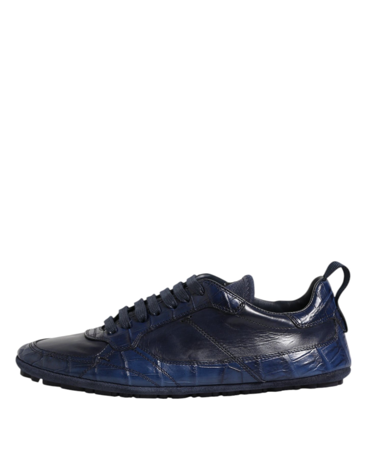 Dolce & Gabbana Dunkelblaue Leder Low Top Herren Sneakers Schuhe