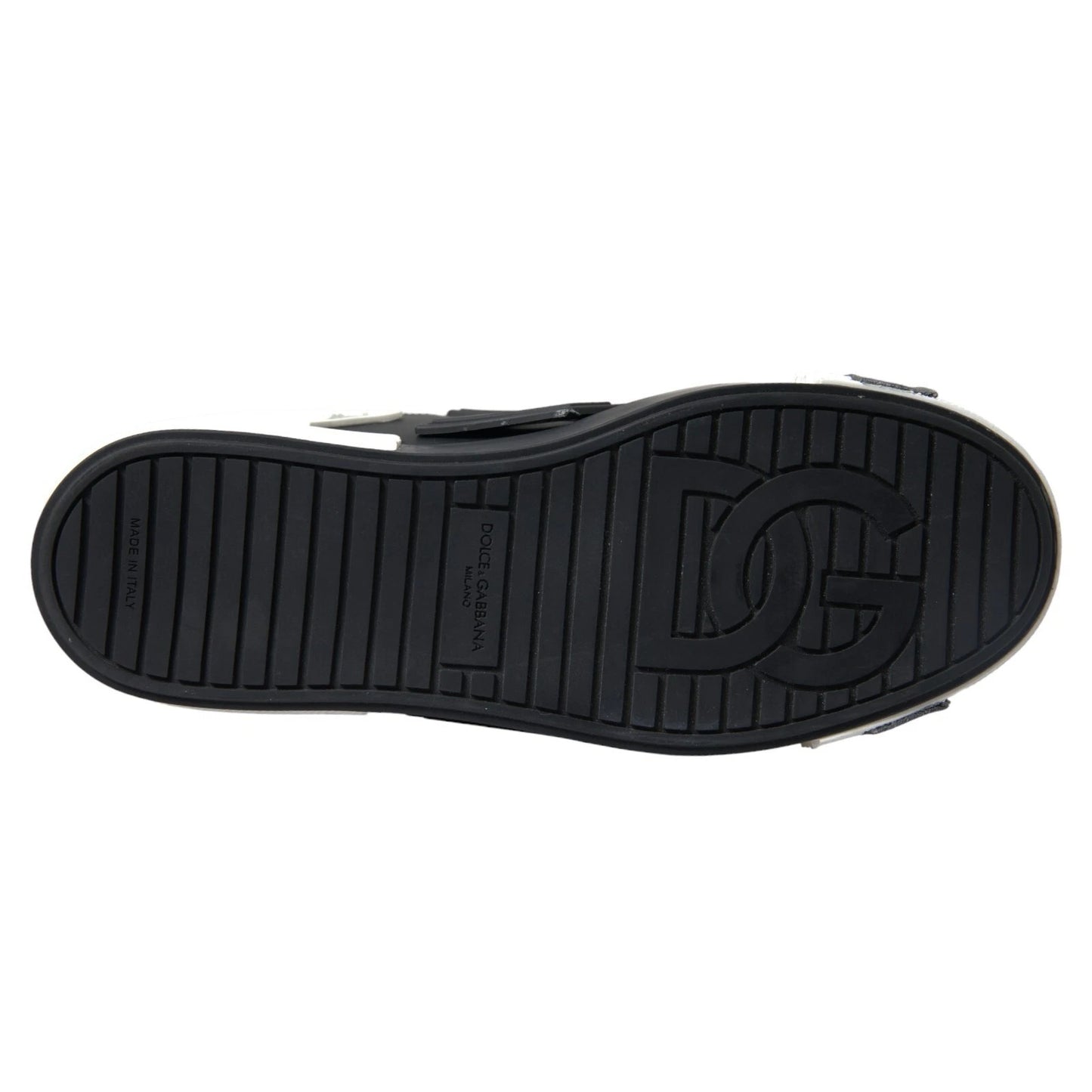 Dolce & Gabbana Schwarze Leder Low Top Sneakers Portofino Schuhe