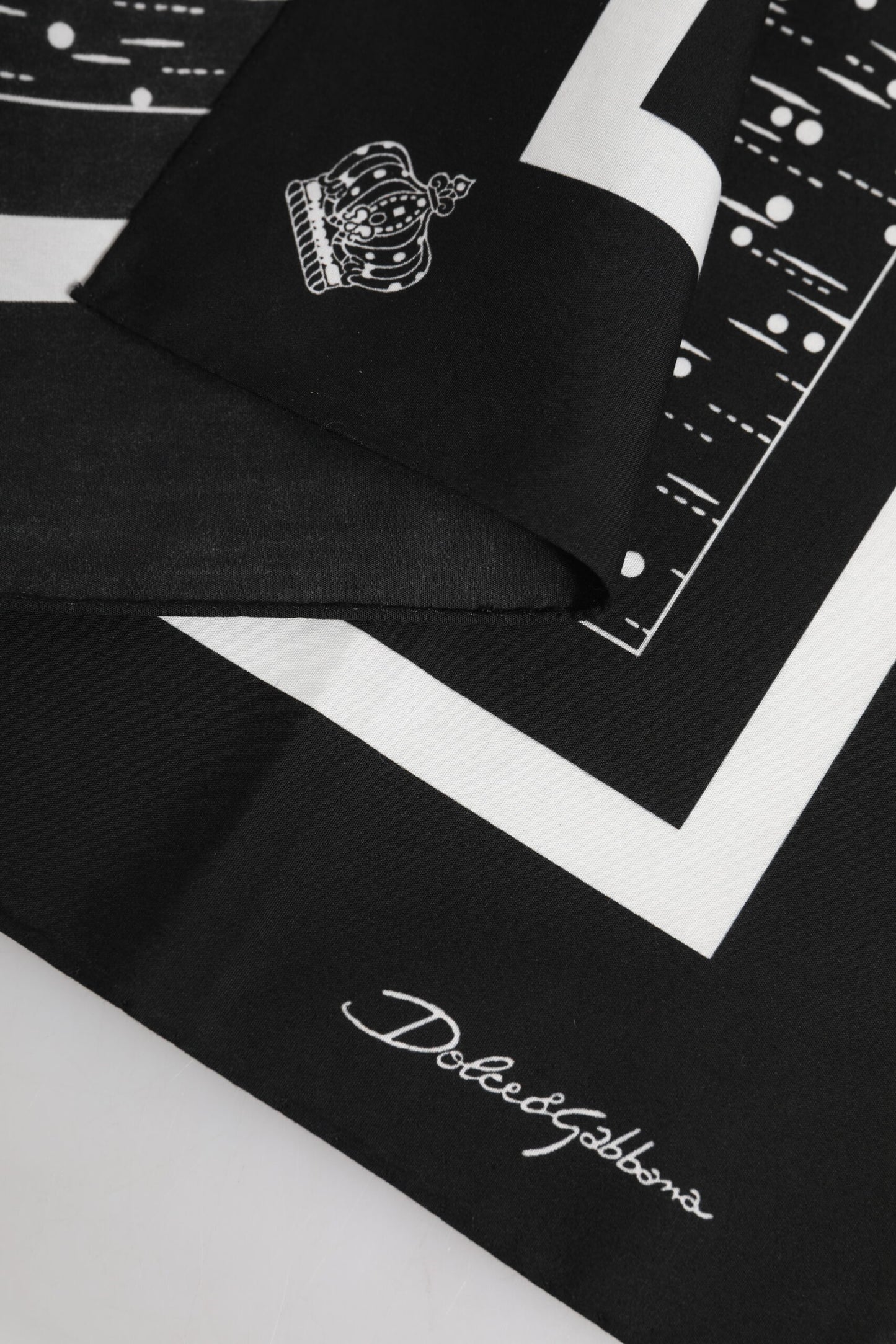 Dolce & Gabbana – Schwarz-weiß bedruckter quadratischer Foulardschal