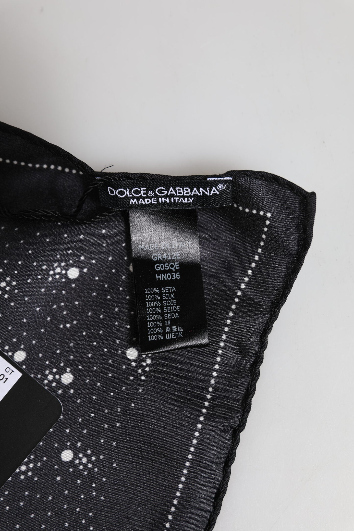 Dolce & Gabbana Schwarz-Weiß bedruckter quadratischer Herren-Foulardschal