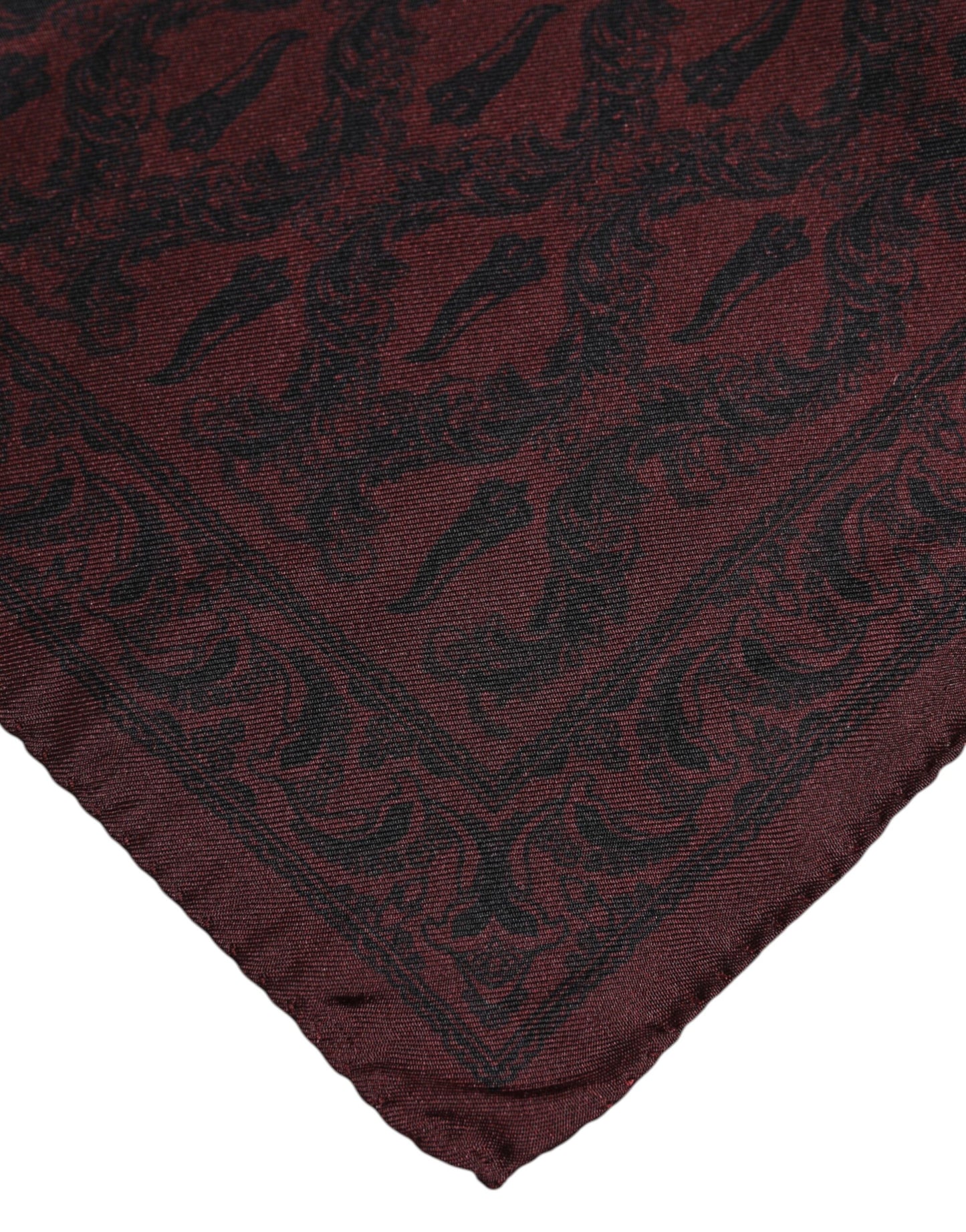 Dolce & Gabbana Kastanienbrauner, schwarz bedruckter quadratischer Foulard-Schal für Herren