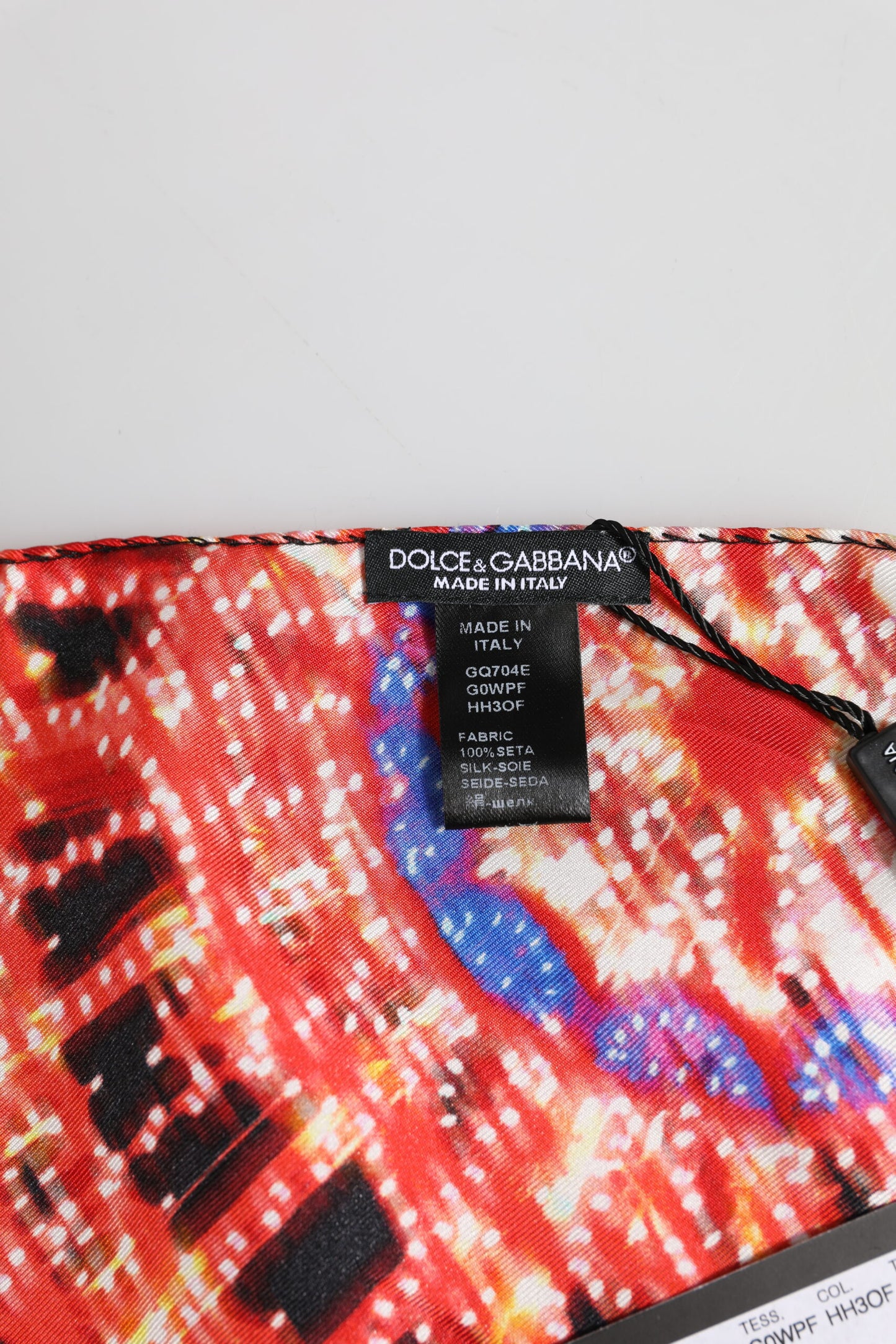 Dolce & Gabbana – Schwarzer, quadratischer Foulard-Schal mit mehrfarbigem Print