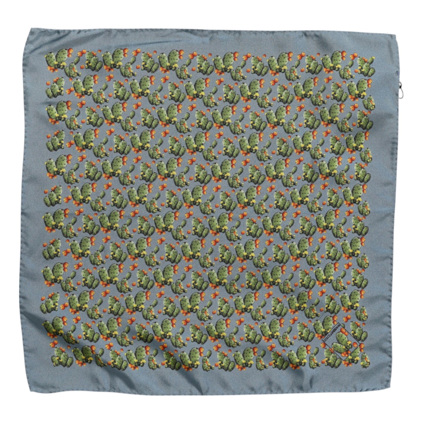 Dolce & Gabbana – Quadratischer Foulard-Schal mit Kaktus-Print in Grau und Grün