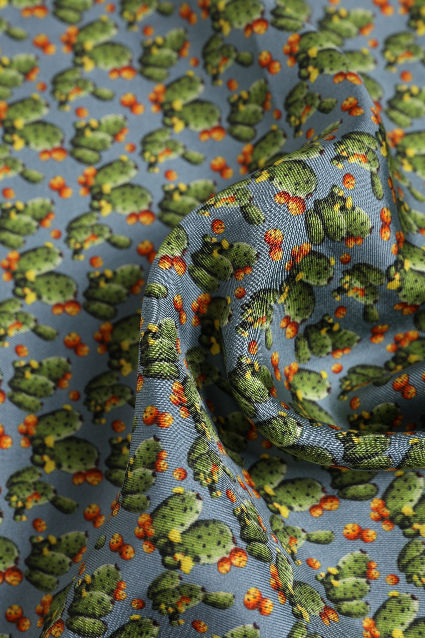 Dolce & Gabbana – Quadratischer Foulard-Schal mit Kaktus-Print in Grau und Grün
