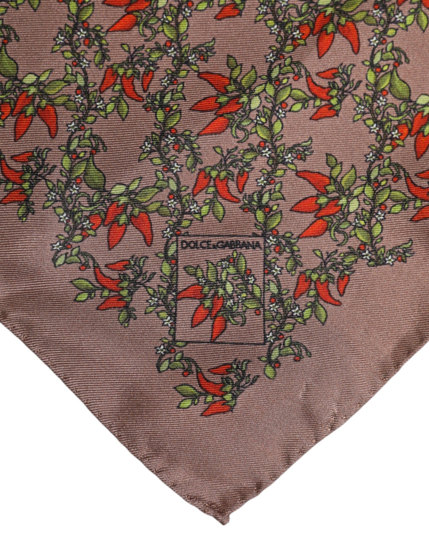 Dolce & Gabbana Brauner Chilis Silk Square Herren Foulardschal