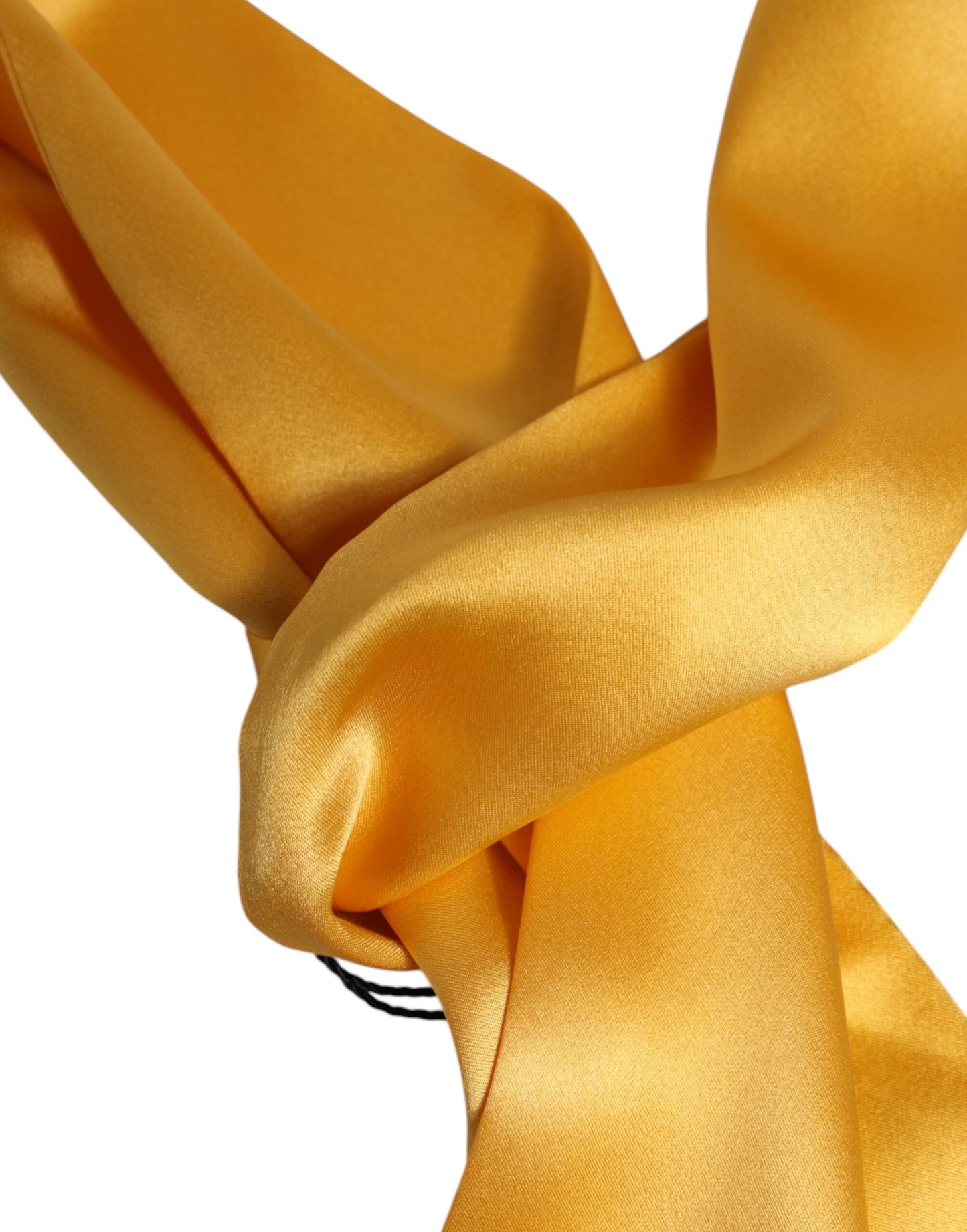 Dolce & Gabbana – Schmaler Foulard-Wickelschal aus gelber Satinseide