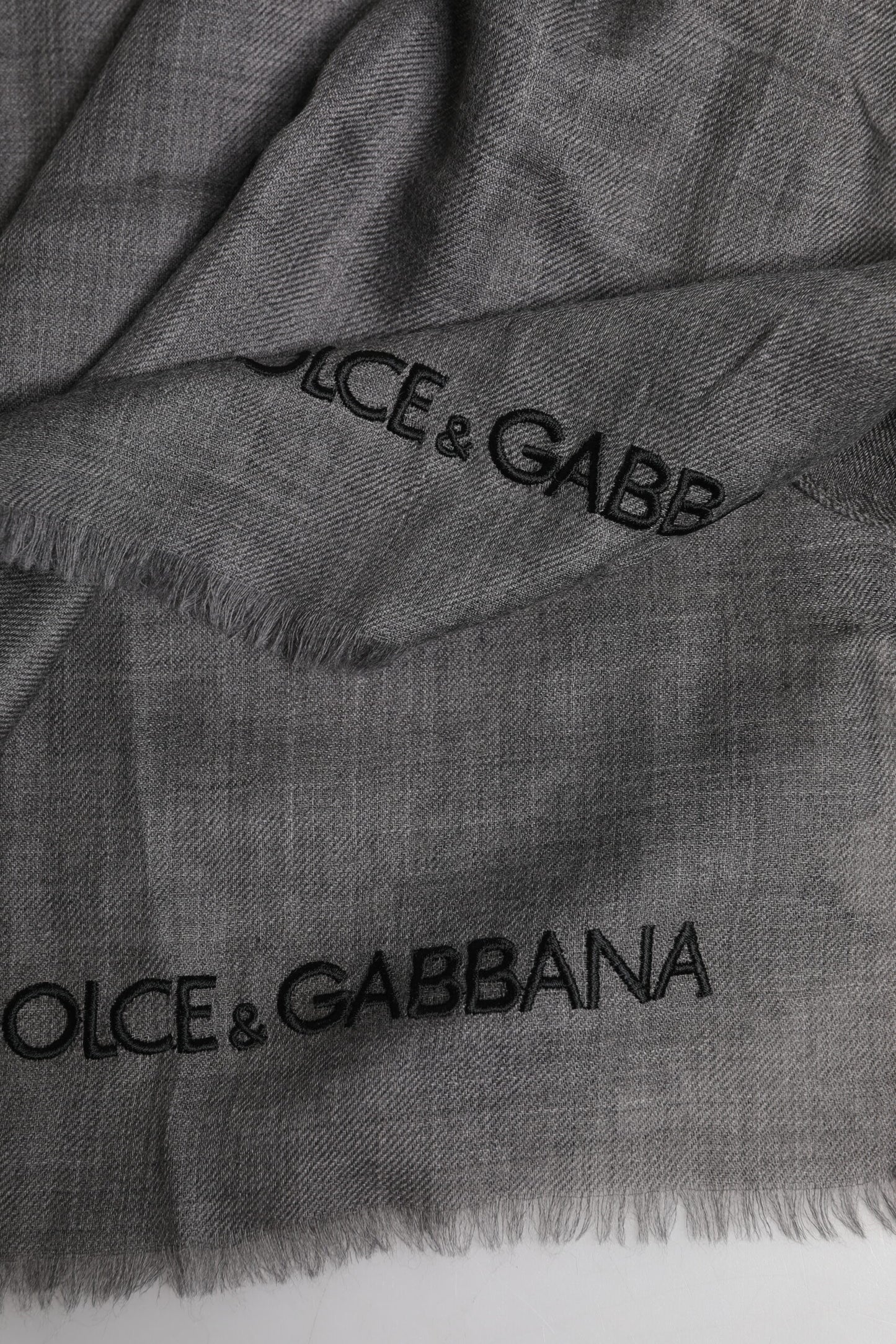 Dolce & Gabbana – Halswärmer mit grauem Logo-Print, Wickelschal