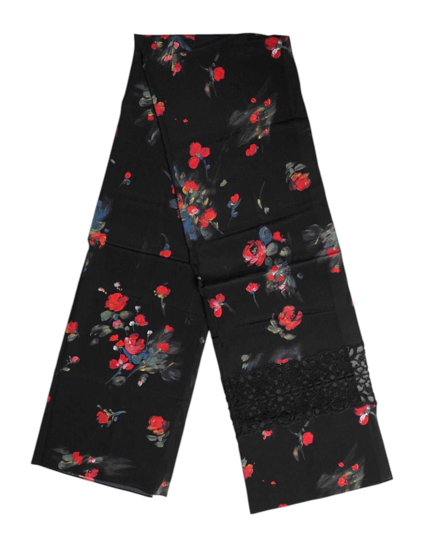 Dolce & Gabbana – Schwarzer Halswärmer-Wickelschal mit Blumenmuster