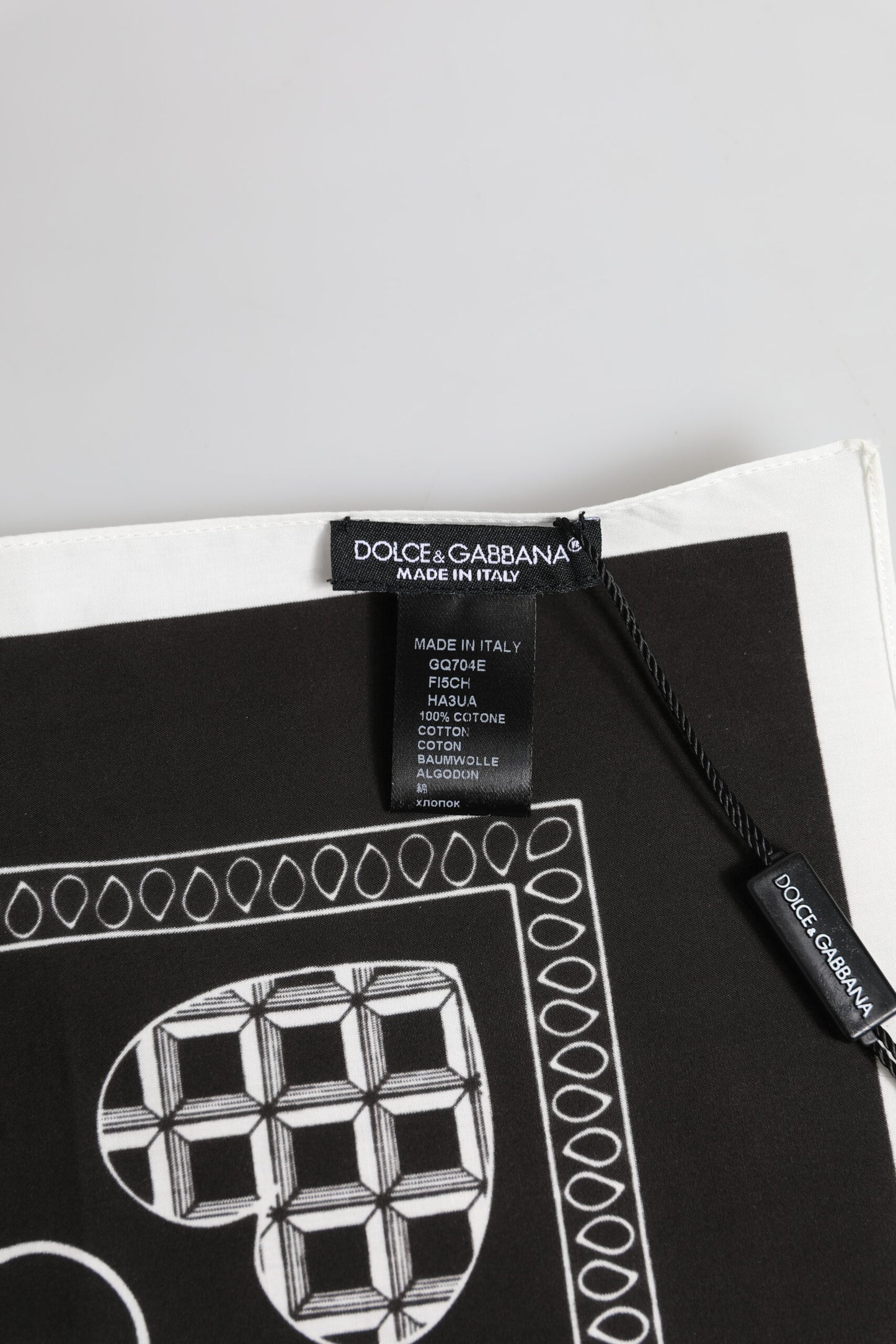 Dolce & Gabbana Schwarz Weiß Bandana Square Herren Foulard Schal