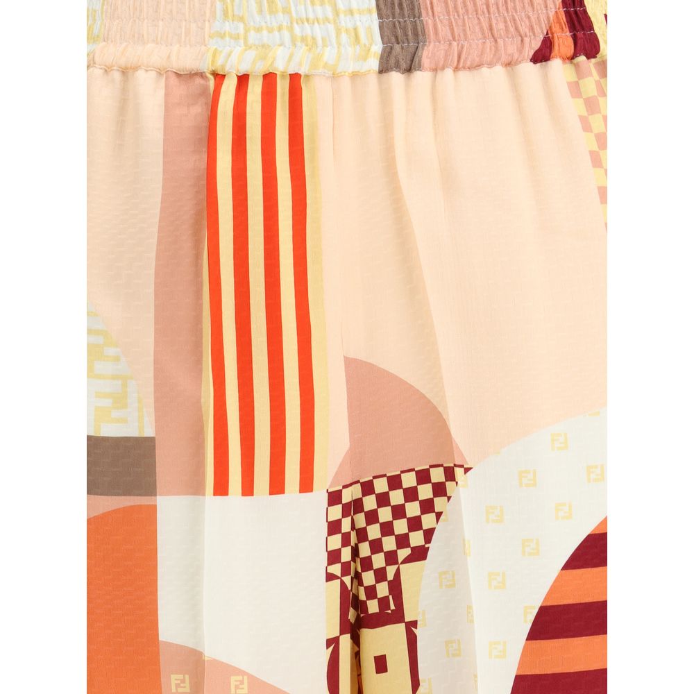 Fendi Patchwork-Print Seidenkrepphose