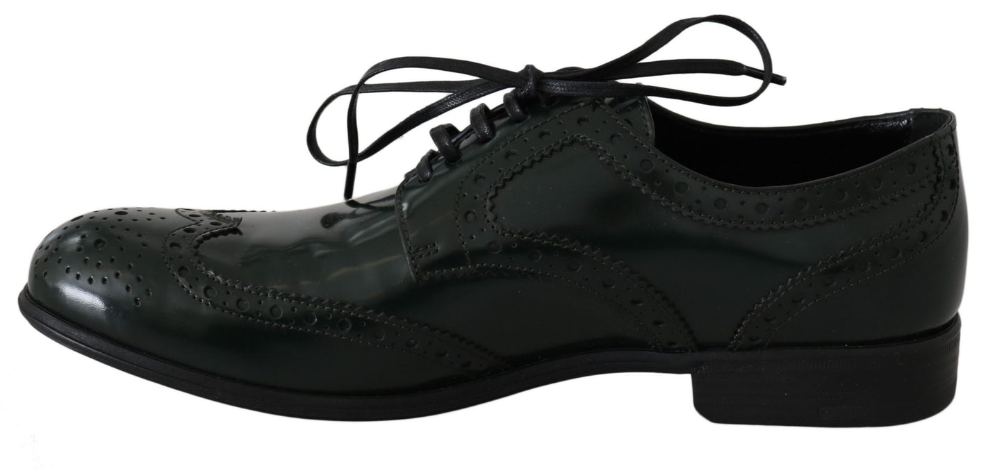 Dolce & Gabbana – Grüne Broque-Oxford-Flügelschuhe aus Leder