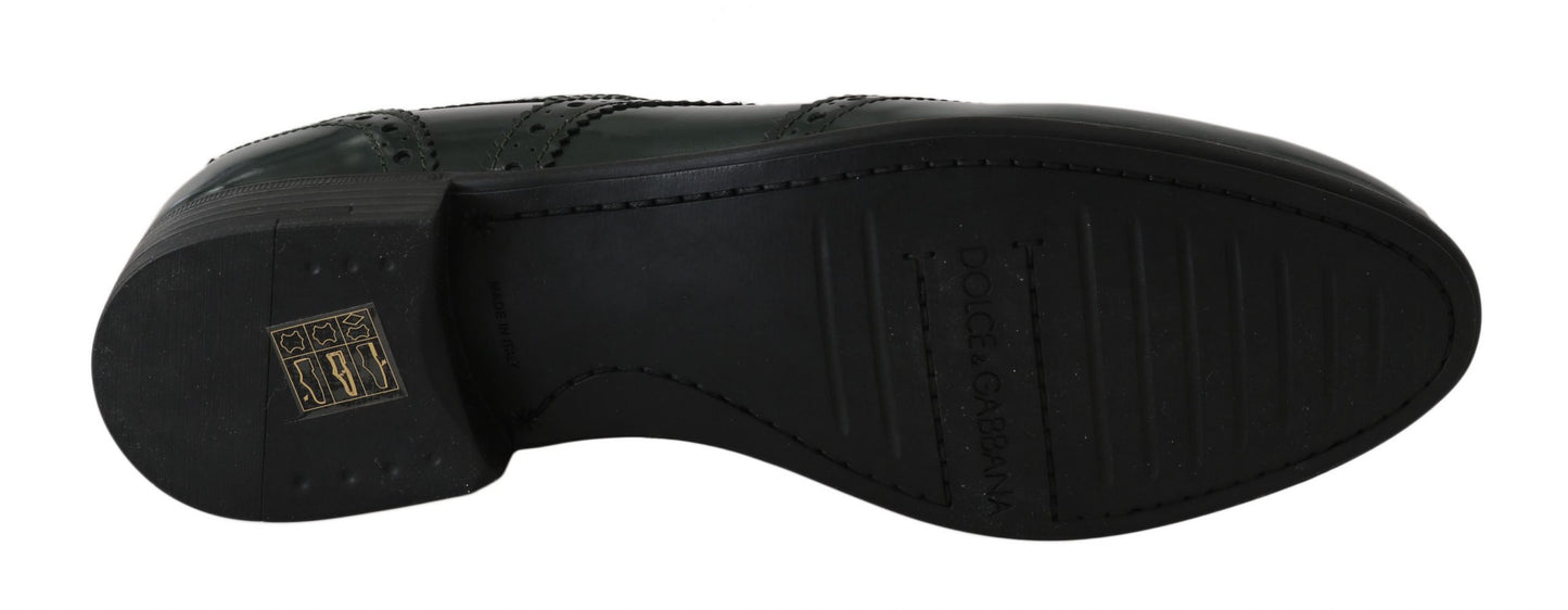 Dolce & Gabbana – Grüne Broque-Oxford-Flügelschuhe aus Leder
