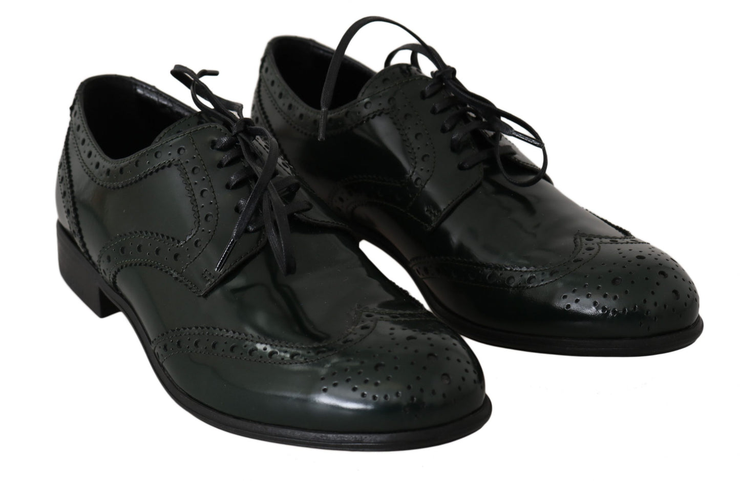 Dolce & Gabbana – Grüne Broque-Oxford-Flügelschuhe aus Leder