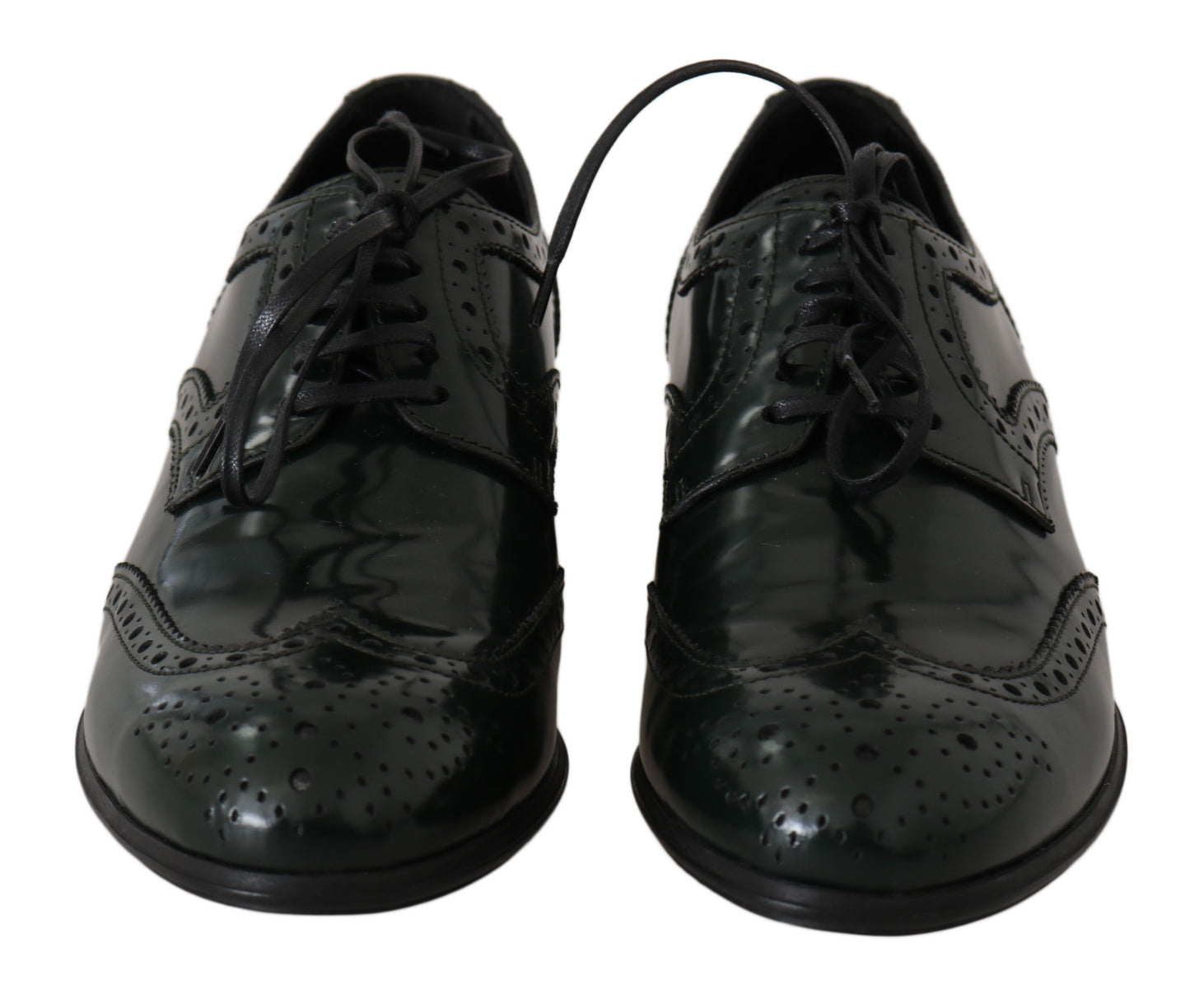 Dolce & Gabbana – Grüne Broque-Oxford-Flügelschuhe aus Leder