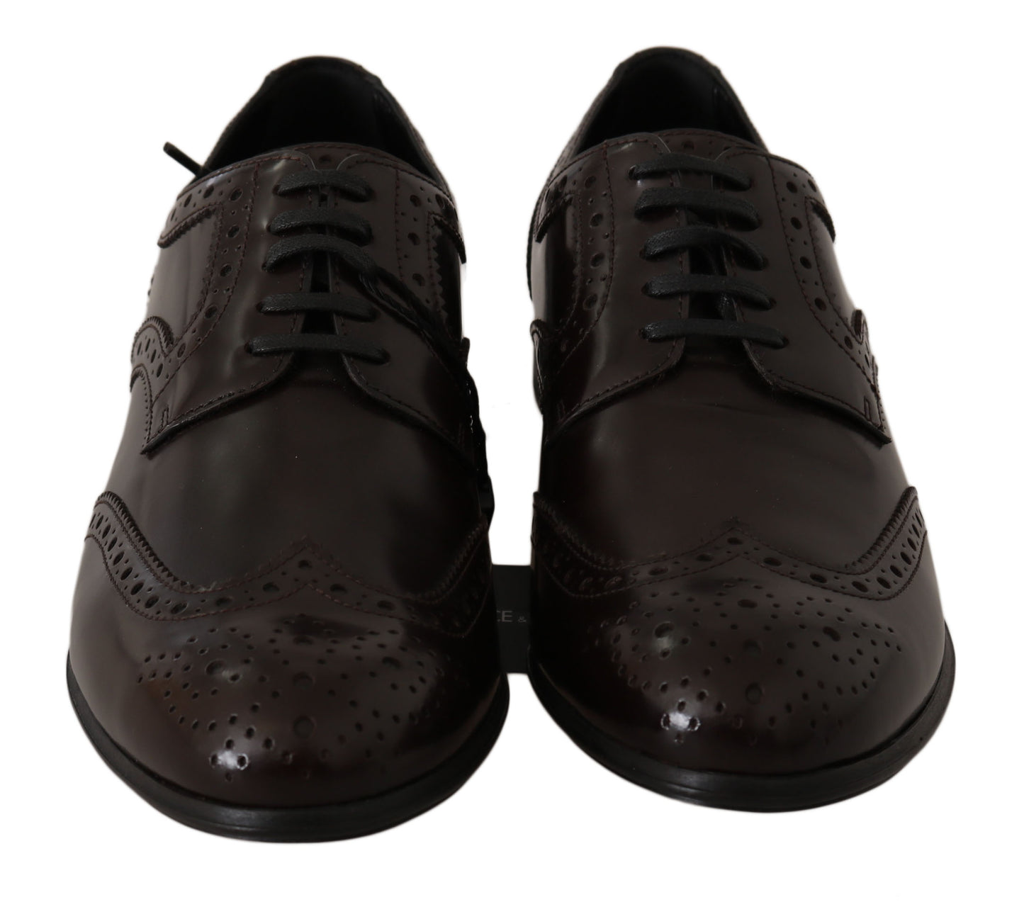 Dolce & Gabbana – Broques-Oxford-Schuhe aus braunem Leder mit Flügelkappe