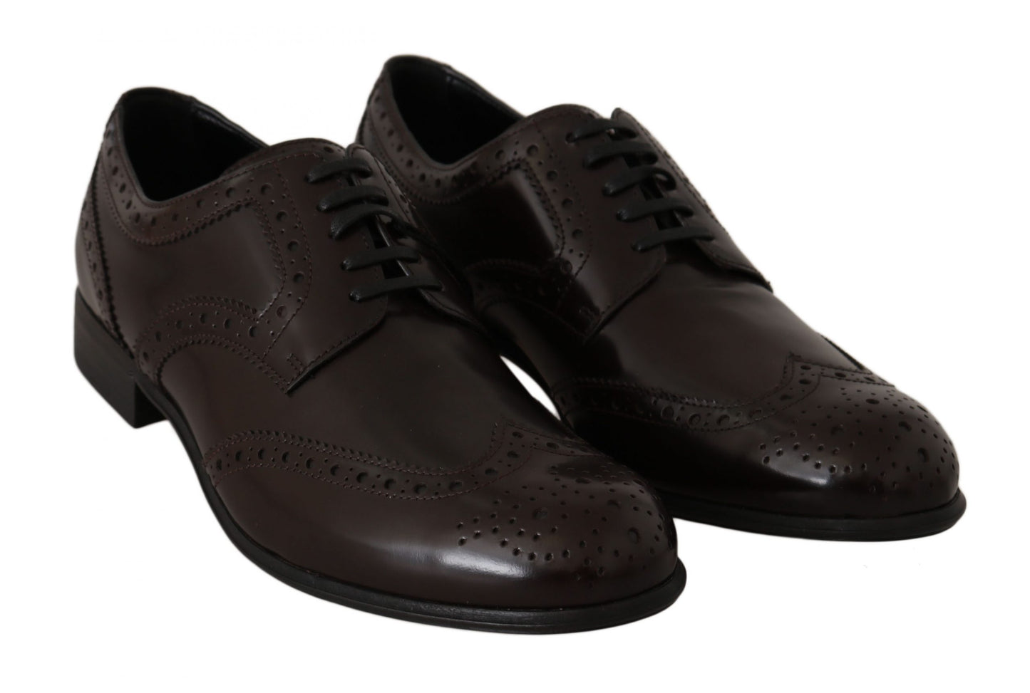 Dolce & Gabbana – Broques-Oxford-Schuhe aus braunem Leder mit Flügelkappe
