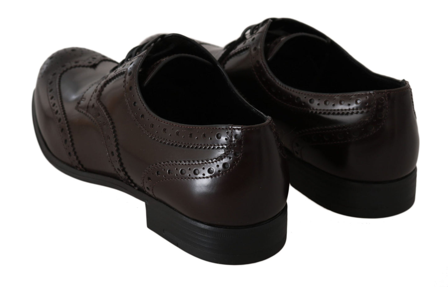 Dolce & Gabbana – Broques-Oxford-Schuhe aus braunem Leder mit Flügelkappe
