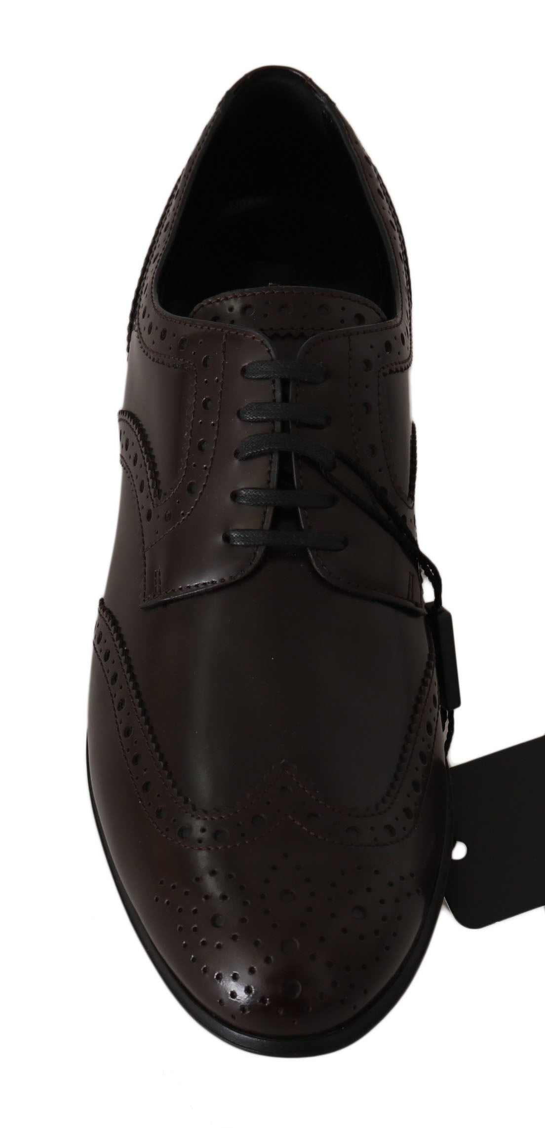 Dolce & Gabbana – Broques-Oxford-Schuhe aus braunem Leder mit Flügelkappe