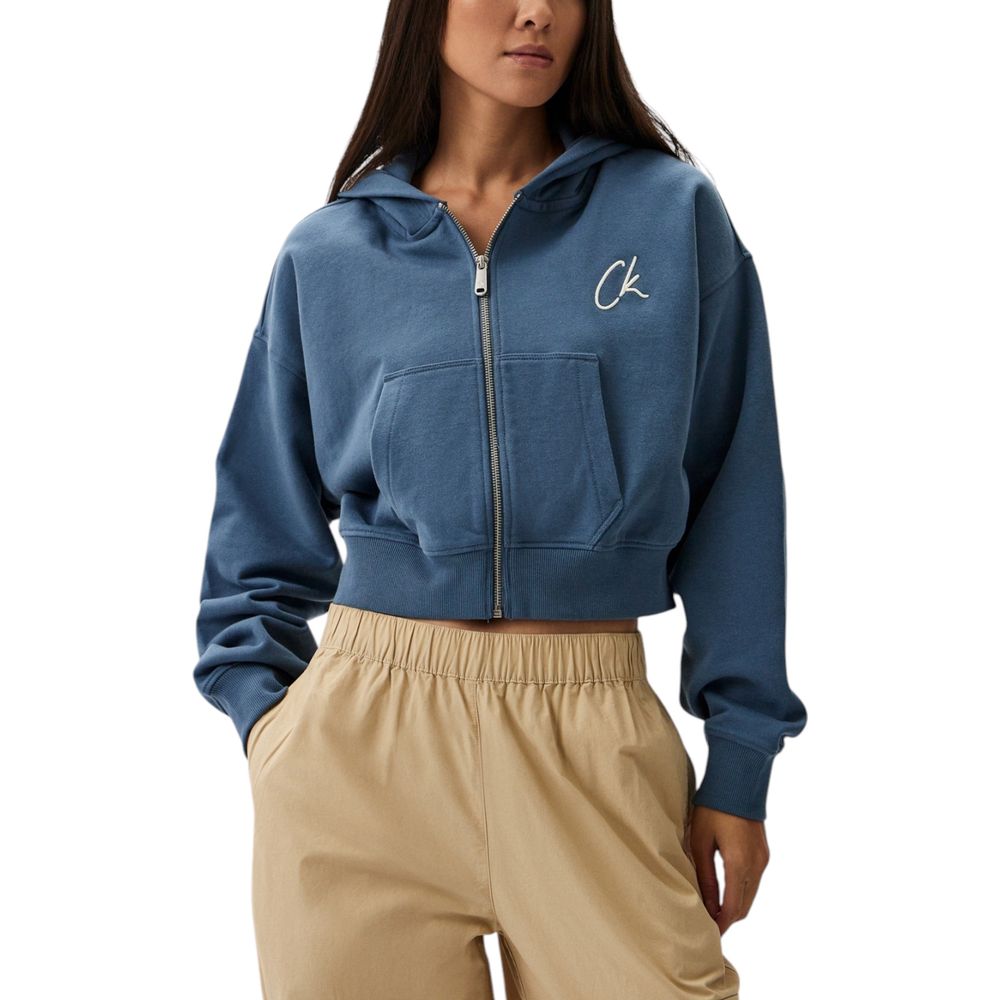 Calvin Klein Jeans – Hellblauer Kapuzenpullover aus Baumwolle