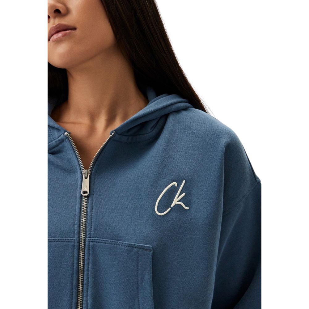 Calvin Klein Jeans – Hellblauer Kapuzenpullover aus Baumwolle