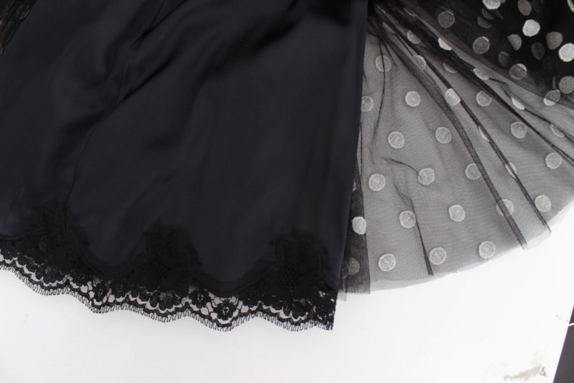 Dolce & Gabbana – Schwarz-weiß gepunktetes Rüschenkleid