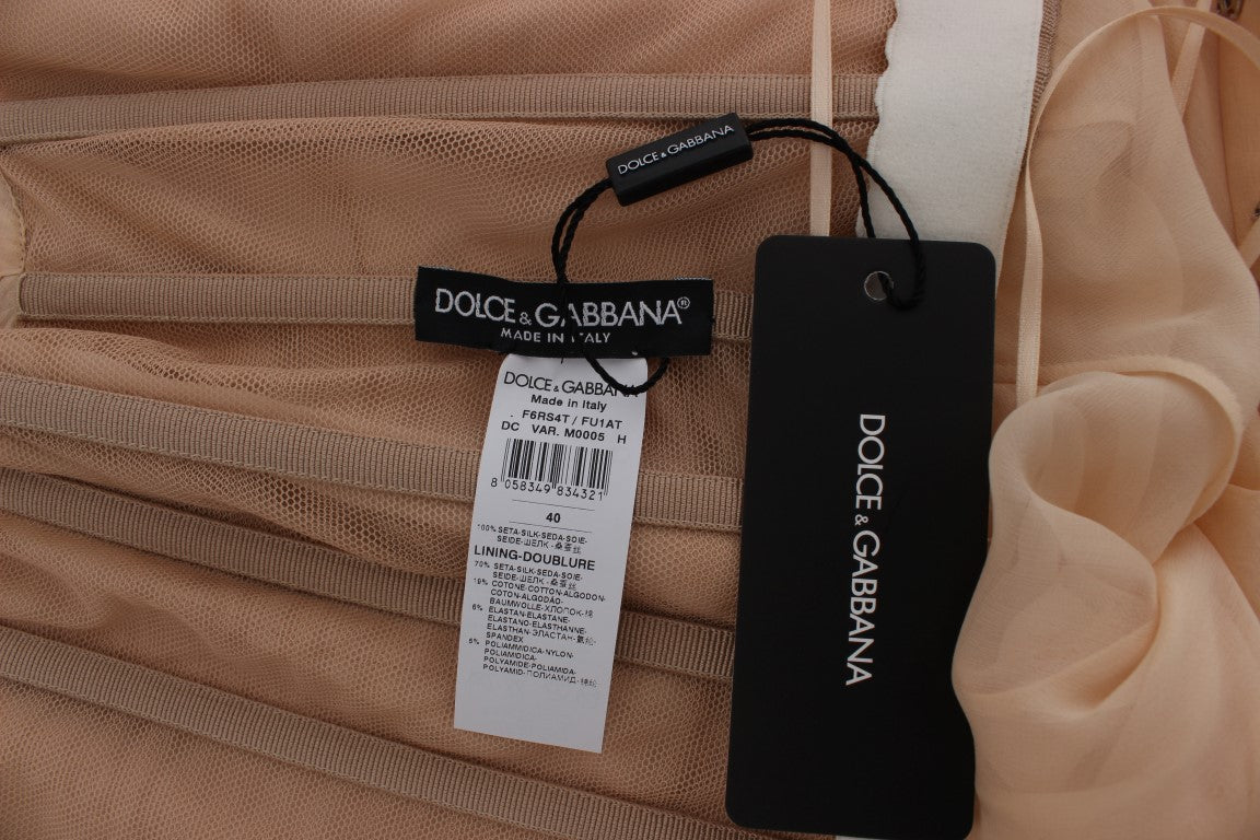 Dolce & Gabbana – Beiges Ballkleid aus Seide in voller Länge