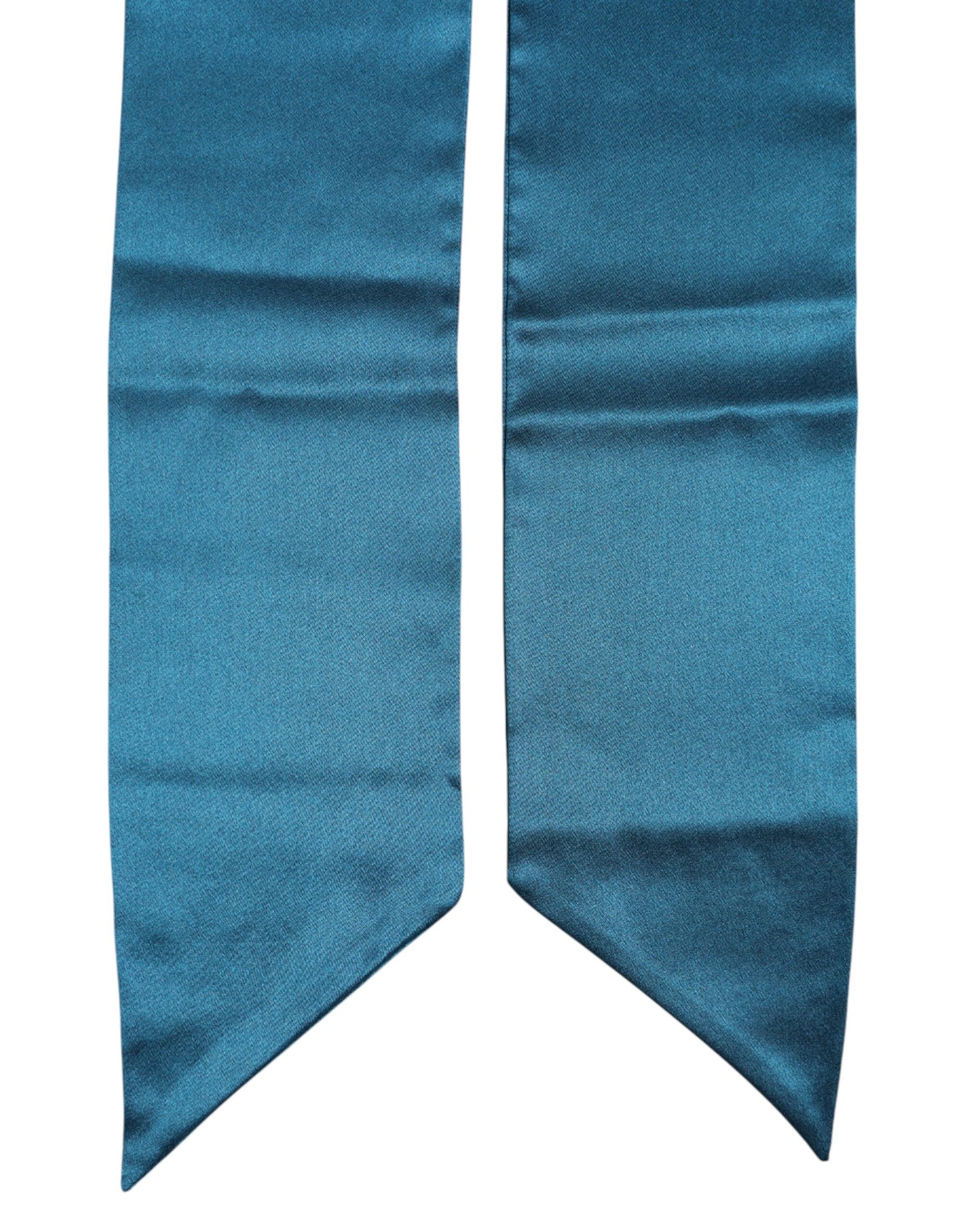 Dolce & Gabbana – Schmaler Foulard-Wickelschal aus blauer Satinseide