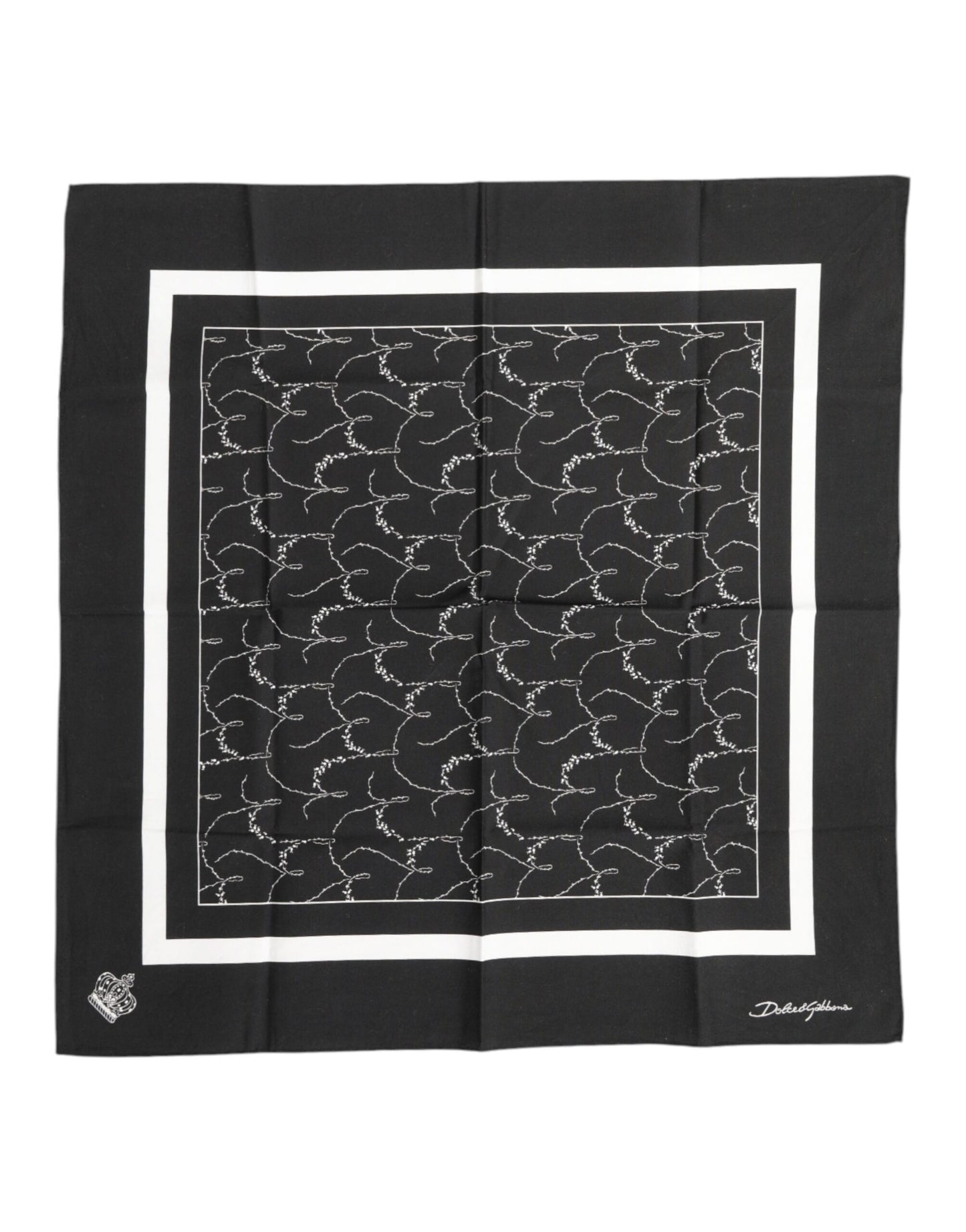 Dolce & Gabbana – Schwarz-weiß bedruckter quadratischer Foulardschal