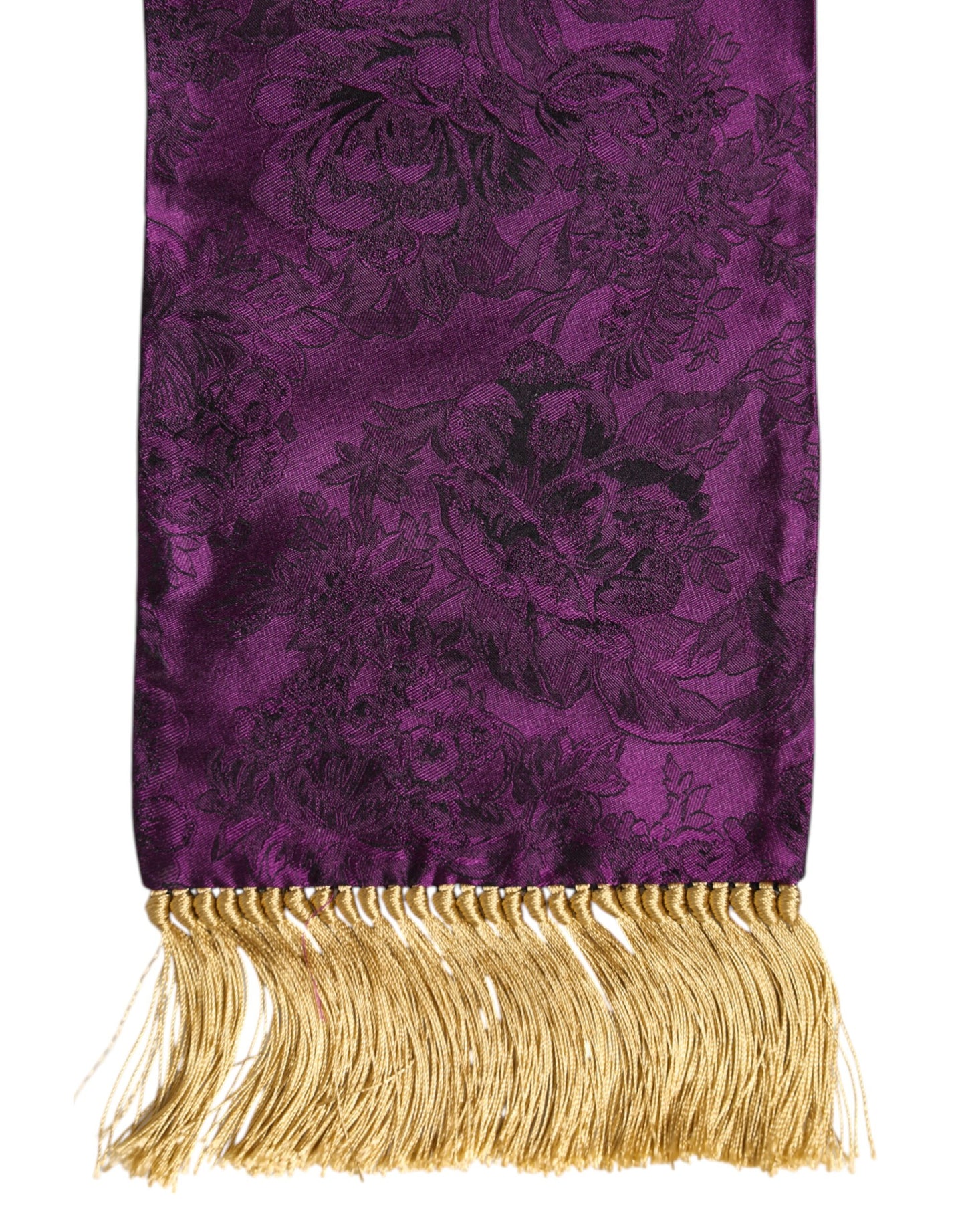 Dolce & Gabbana Lila Seidenfransen Kreuz Herren Foulard Schal