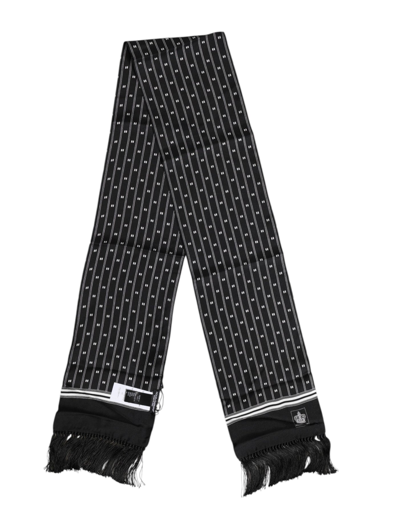 Dolce & Gabbana Schwarzer Seidenschal mit Fransen